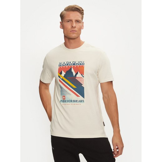 Napapijri T-Shirt S-Portalet Ss NP0A4I3E Écru Relaxed Fit ze sklepu MODIVO w kategorii T-shirty męskie - zdjęcie 182596543