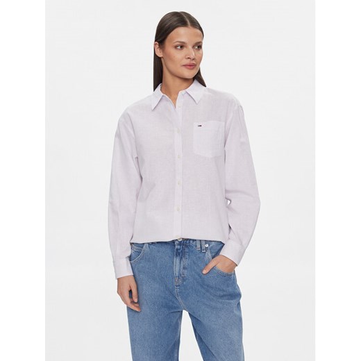 Tommy Jeans Koszula DW0DW17737 Fioletowy Boxy Fit ze sklepu MODIVO w kategorii Koszule damskie - zdjęcie 182596763