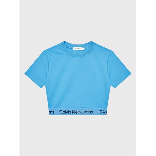 Calvin Klein Jeans T-Shirt Logo Tape IG0IG01948 Niebieski Regular Fit ze sklepu MODIVO w kategorii Bluzki dziewczęce - zdjęcie 182596844