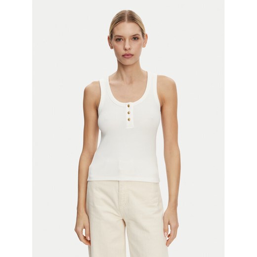 Tommy Hilfiger Top Henley WW0WW43920 Biały Slim Fit ze sklepu MODIVO w kategorii Bluzki damskie - zdjęcie 182597163