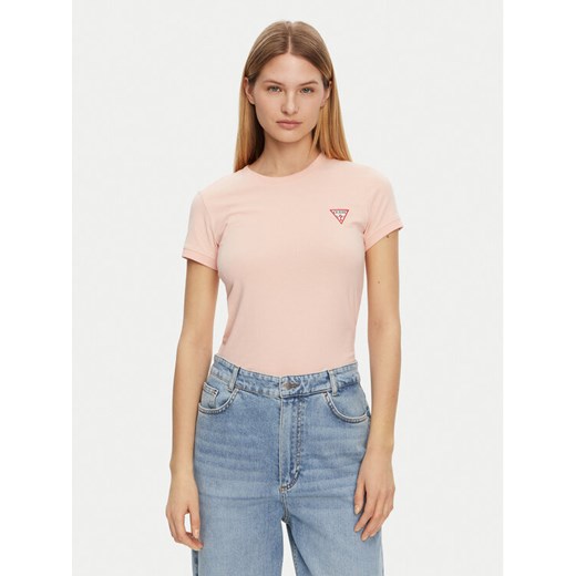 Guess T-Shirt W2YI44 J1314 Pomarańczowy Slim Fit ze sklepu MODIVO w kategorii Bluzki damskie - zdjęcie 182597193