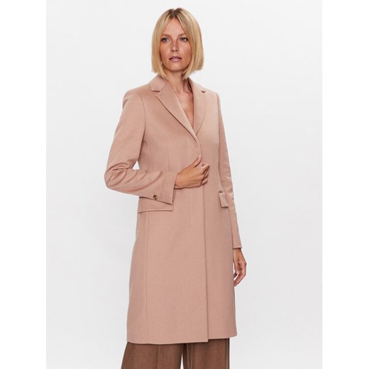 Calvin Klein Płaszcz wełniany K20K205670 Beżowy Regular Fit ze sklepu MODIVO w kategorii Płaszcze damskie - zdjęcie 182597493