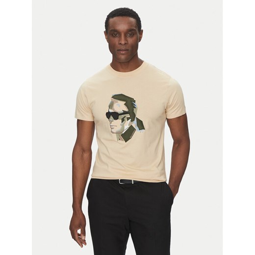 KARL LAGERFELD T-Shirt 755067 552241 Beżowy Regular Fit ze sklepu MODIVO w kategorii T-shirty męskie - zdjęcie 182597751