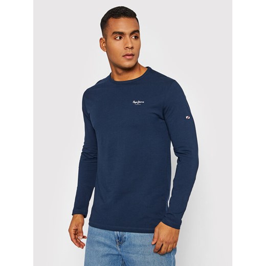 Pepe Jeans Longsleeve Original Basic 2 PM508211 Granatowy Slim Fit ze sklepu MODIVO w kategorii T-shirty męskie - zdjęcie 182597931