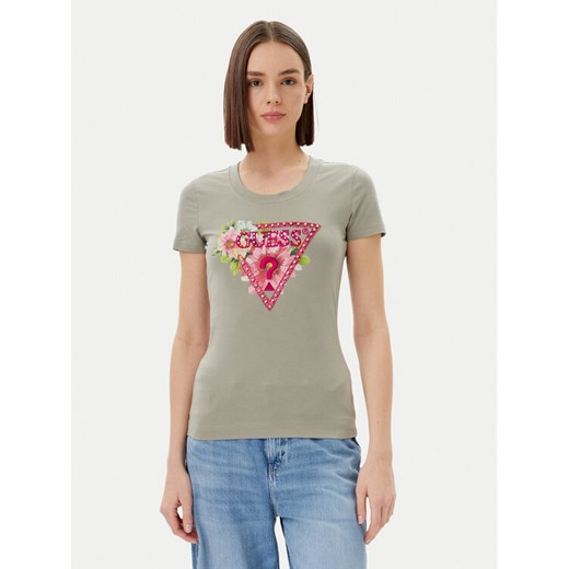 Guess T-Shirt W5GI10 J1314 Zielony Slim Fit ze sklepu MODIVO w kategorii Bluzki damskie - zdjęcie 182598001