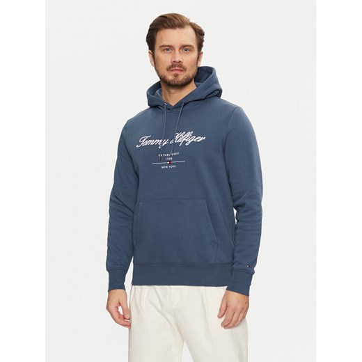 Tommy Hilfiger Bluza Script Logo MW0MW33631 Niebieski Regular Fit ze sklepu MODIVO w kategorii Bluzy męskie - zdjęcie 182598023