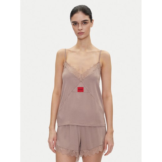 HUGO Koszulka piżamowa Red Label Lace_Cami 50531653 Brązowy Regular Fit ze sklepu MODIVO w kategorii Piżamy damskie - zdjęcie 182598643