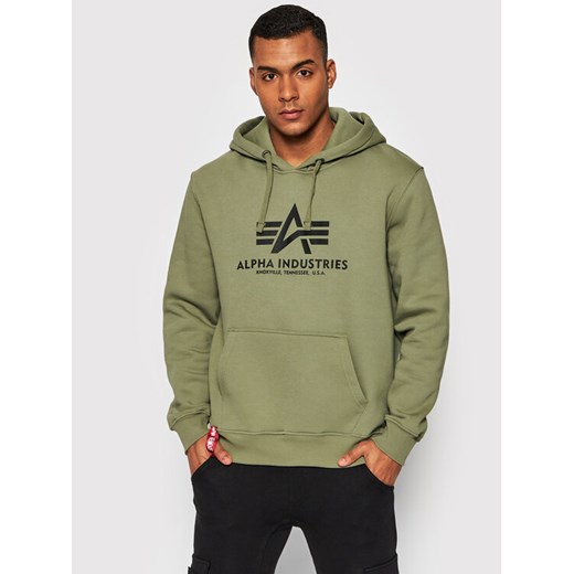 Alpha Industries Bluza Basic 178312 Zielony Regular Fit ze sklepu MODIVO w kategorii Bluzy męskie - zdjęcie 182598754