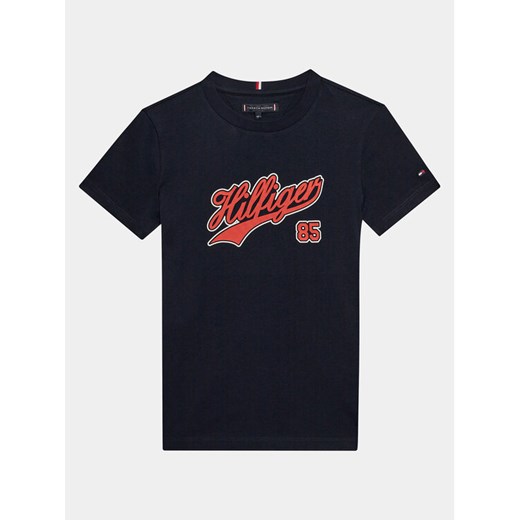 Tommy Hilfiger T-Shirt Hilfiger Script Tee S/S KB0KB08679 Niebieski Regular Fit ze sklepu MODIVO w kategorii T-shirty chłopięce - zdjęcie 182598831