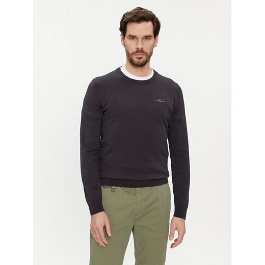 Aeronautica Militare Sweter 241MA1488L506 Szary Slim Fit ze sklepu MODIVO w kategorii Swetry męskie - zdjęcie 182599191