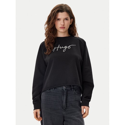 HUGO Bluza Darace 50534271 Czarny Relaxed Fit ze sklepu MODIVO w kategorii Bluzy damskie - zdjęcie 182599233