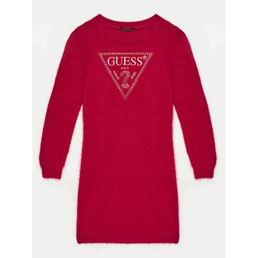 Guess Sukienka dzianinowa J4BK11 Z3K20 Czerwony Regular Fit ze sklepu MODIVO w kategorii Sukienki dziewczęce - zdjęcie 182599300