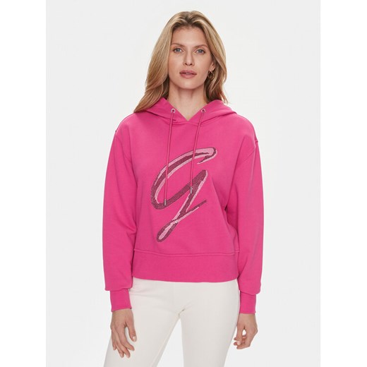 Guess Bluza W3BQ10 KBKM0 Różowy Regular Fit ze sklepu MODIVO w kategorii Bluzy damskie - zdjęcie 182599352