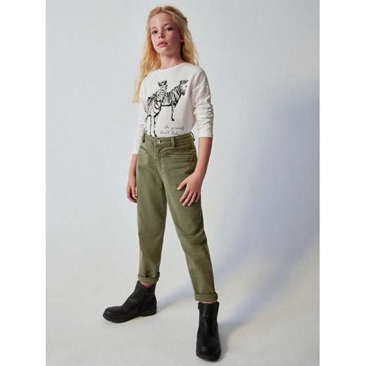 Mayoral Spodnie materiałowe 7.510 Khaki Regular Fit ze sklepu MODIVO w kategorii Spodnie dziewczęce - zdjęcie 182599433