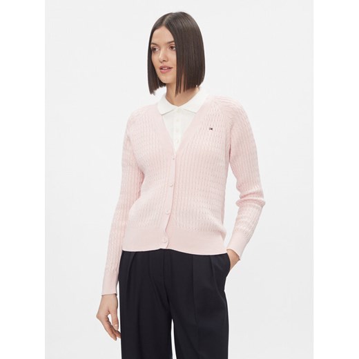 Tommy Hilfiger Kardigan WW0WW40673 Różowy Regular Fit ze sklepu MODIVO w kategorii Swetry damskie - zdjęcie 182599481