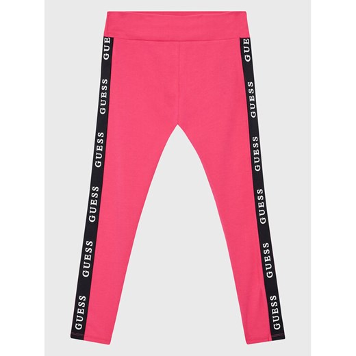 Guess Legginsy J2YB09 KABR0 Różowy Slim Fit ze sklepu MODIVO w kategorii Spodnie dziewczęce - zdjęcie 182599933