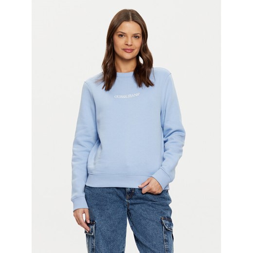 Guess Jeans Bluza W4YQ10 KC811 Niebieski Regular Fit ze sklepu MODIVO w kategorii Bluzy damskie - zdjęcie 182599993