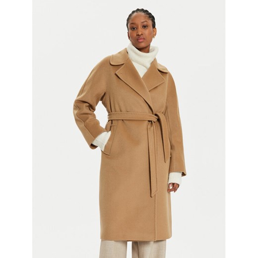 Weekend Max Mara Płaszcz wełniany Cascia 2425016082 Beżowy Regular Fit ze sklepu MODIVO w kategorii Płaszcze damskie - zdjęcie 182600091