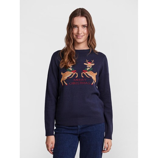 Pieces Sweter 17121018 Granatowy Regular Fit ze sklepu MODIVO w kategorii Swetry damskie - zdjęcie 182600280