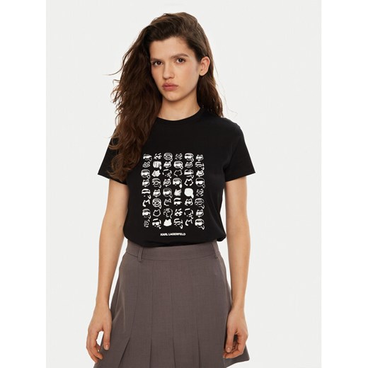 KARL LAGERFELD T-Shirt A1W17124 Czarny Regular Fit ze sklepu MODIVO w kategorii Bluzki damskie - zdjęcie 182600281