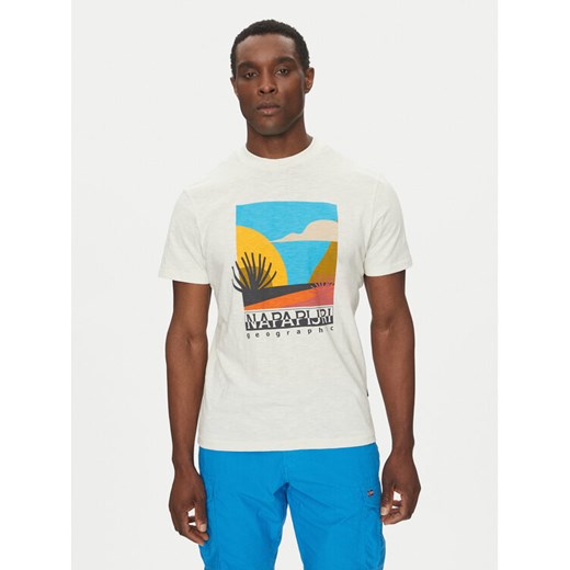 Napapijri T-Shirt S-Arbia NP0A4IE3 Écru Regular Fit ze sklepu MODIVO w kategorii T-shirty męskie - zdjęcie 182600314