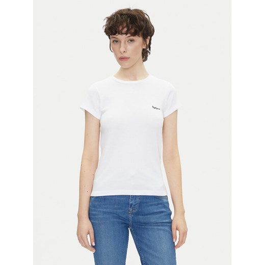 Pepe Jeans T-Shirt PL506037 Biały Regular Fit ze sklepu MODIVO w kategorii Bluzki damskie - zdjęcie 182600320