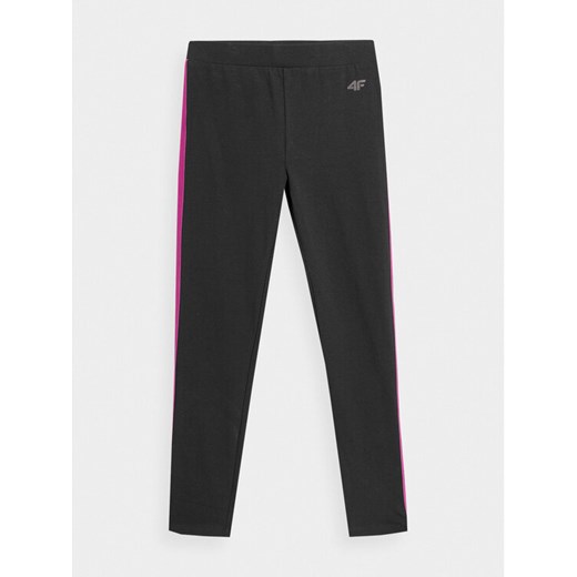 4F Legginsy 4FJAW23TTIGF094 Czarny Slim Fit ze sklepu MODIVO w kategorii Spodnie dziewczęce - zdjęcie 182600380