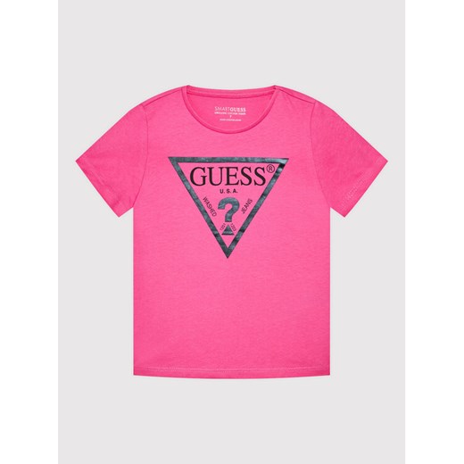 Guess T-Shirt J73I56 K8HM0 Różowy Regular Fit ze sklepu MODIVO w kategorii Bluzki dziewczęce - zdjęcie 182600494