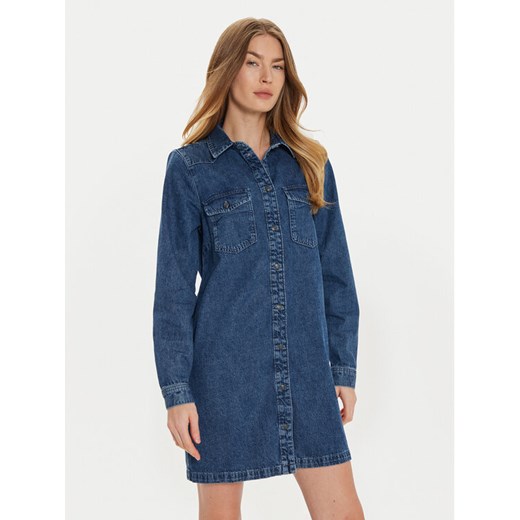 Noisy May Sukienka jeansowa New Signe 27034106 Granatowy Relaxed Fit ze sklepu MODIVO w kategorii Sukienki - zdjęcie 182601344
