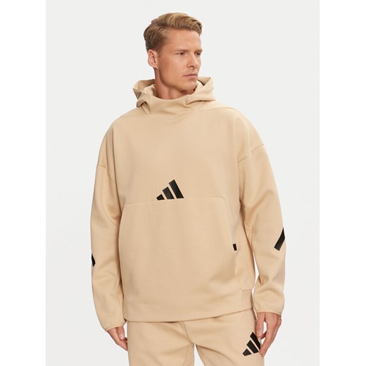 adidas Bluza Z.N.E. JJ4894 Beżowy Loose Fit ze sklepu MODIVO w kategorii Bluzy męskie - zdjęcie 182601444