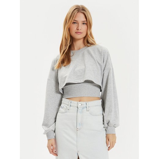 ONLY Bluza Britt 15312126 Szary Cropped Fit ze sklepu MODIVO w kategorii Bluzy damskie - zdjęcie 182601543