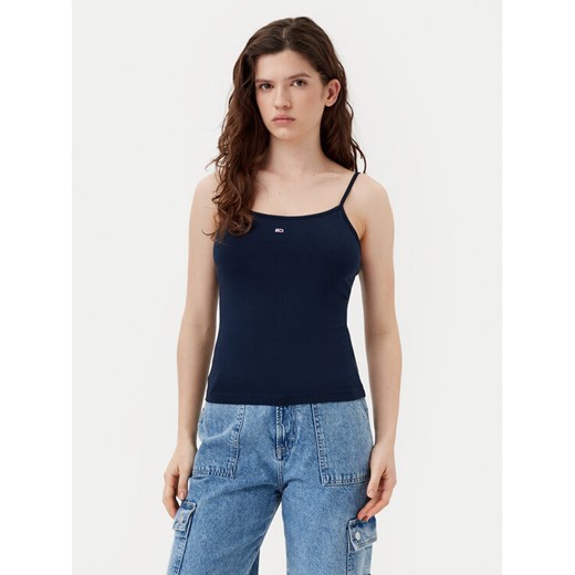 Tommy Jeans Top Essential DW0DW20675 Granatowy Slim Fit ze sklepu MODIVO w kategorii Bluzki damskie - zdjęcie 182601572