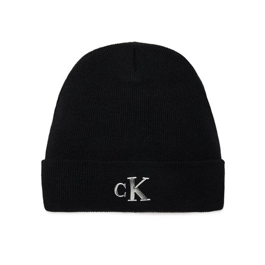 Calvin Klein Jeans Czapka Minimal Monogram Beanie K60K611542 Czarny ze sklepu MODIVO w kategorii Czapki zimowe damskie - zdjęcie 182601692