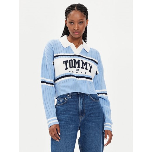 Tommy Jeans Sweter Varsity DW0DW19235 Niebieski Relaxed Fit ze sklepu MODIVO w kategorii Swetry damskie - zdjęcie 182601723