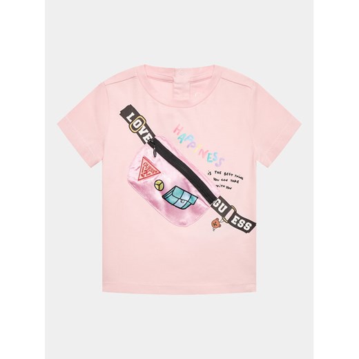 Guess T-Shirt K3YI04 K6YW1 Różowy Regular Fit ze sklepu MODIVO w kategorii Bluzki dziewczęce - zdjęcie 182602030