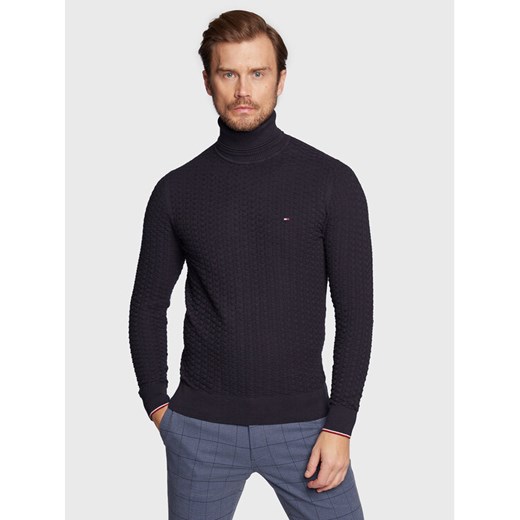 Tommy Hilfiger Golf Exaggerated Structure MW0MW29109 Granatowy Regular Fit ze sklepu MODIVO w kategorii Swetry męskie - zdjęcie 182602084