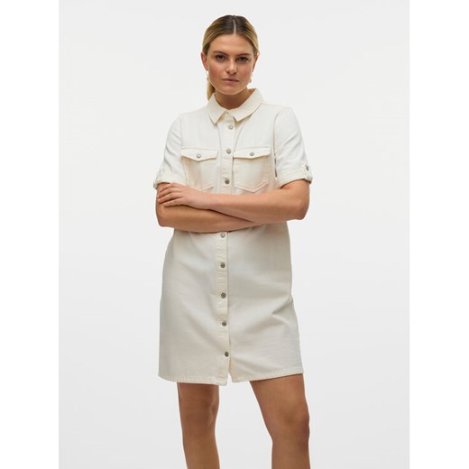 Vero Moda Sukienka jeansowa Jennie 10309665 Biały Regular Fit ze sklepu MODIVO w kategorii Sukienki - zdjęcie 182602310