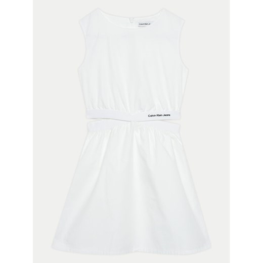 Calvin Klein Jeans Sukienka letnia Minimalistic IG0IG02470 Biały Regular Fit ze sklepu MODIVO w kategorii Sukienki dziewczęce - zdjęcie 182602330