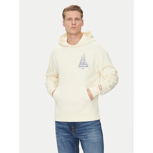 HUGO Bluza 50535344 Écru Regular Fit ze sklepu MODIVO w kategorii Bluzy męskie - zdjęcie 182602490