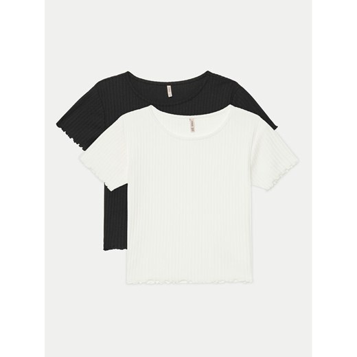 Kids ONLY Komplet 2 t-shirtów Nella 15350065 Czarny Slim Fit ze sklepu MODIVO w kategorii Komplety dziewczęce - zdjęcie 182602723