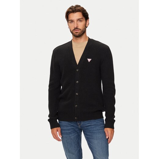 Guess Kardigan M4BR36 Z3HN2 Czarny Regular Fit ze sklepu MODIVO w kategorii Swetry męskie - zdjęcie 182602774