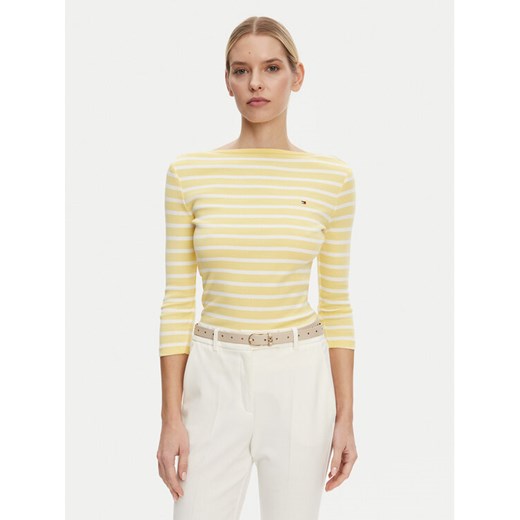 Tommy Hilfiger Bluzka New Cody WW0WW40589 Żółty Slim Fit ze sklepu MODIVO w kategorii Bluzki damskie - zdjęcie 182602831