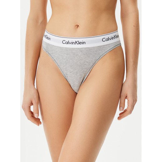 Calvin Klein Underwear Figi klasyczne z wysokim stanem LV00QF8319 Szary ze sklepu MODIVO w kategorii Majtki damskie - zdjęcie 182602870