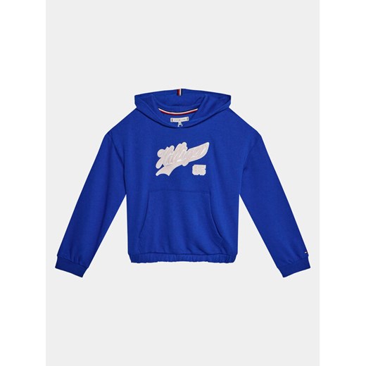 Tommy Hilfiger Bluza Hilfiger Script Hoodie KG0KG07721 Niebieski Regular Fit ze sklepu MODIVO w kategorii Bluzy dziewczęce - zdjęcie 182603043