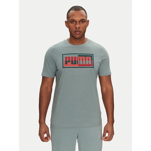 Puma T-Shirt Graphics Box 684827 Zielony Regular Fit ze sklepu MODIVO w kategorii T-shirty męskie - zdjęcie 182603110
