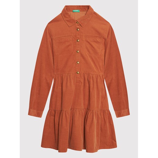 United Colors Of Benetton Sukienka codzienna 4AD35VGP0 Brązowy Regular Fit ze sklepu MODIVO w kategorii Sukienki dziewczęce - zdjęcie 182603171