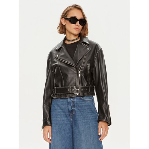 Weekend Max Mara Kurtka skórzana Saletta 2425446041 Czarny Standard Fit ze sklepu MODIVO w kategorii Kurtki damskie - zdjęcie 182603284