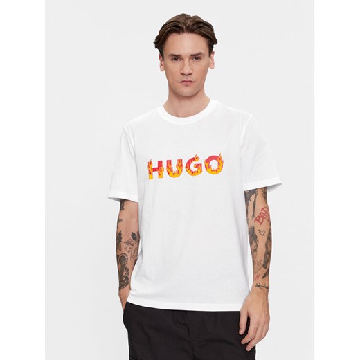 Hugo T-Shirt Danda 50504542 Biały Regular Fit ze sklepu MODIVO w kategorii T-shirty męskie - zdjęcie 182603294