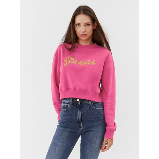 Guess Bluza W3BQ13 KB681 Różowy Regular Fit ze sklepu MODIVO w kategorii Bluzy damskie - zdjęcie 182603441