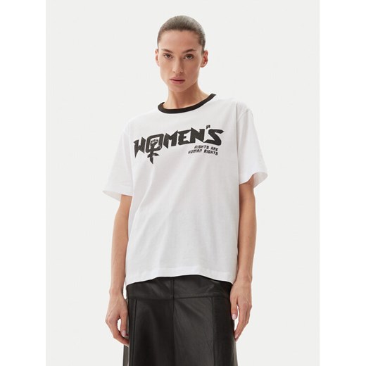 Munthe T-Shirt Flisha 251111525166 Biały Loose Fit ze sklepu MODIVO w kategorii Bluzki damskie - zdjęcie 182603532
